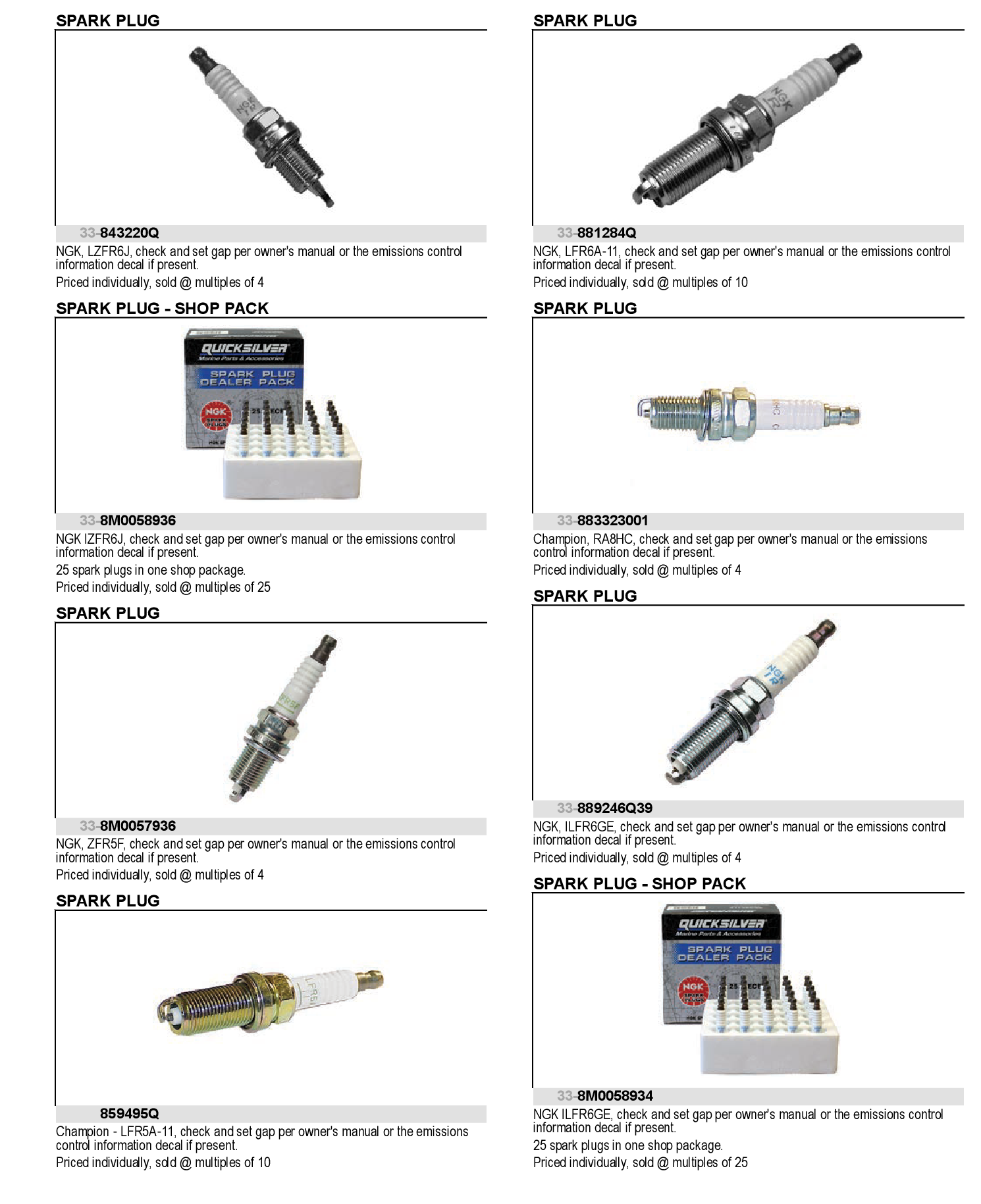 SPARK PLUG ZFR5F - DNR SS